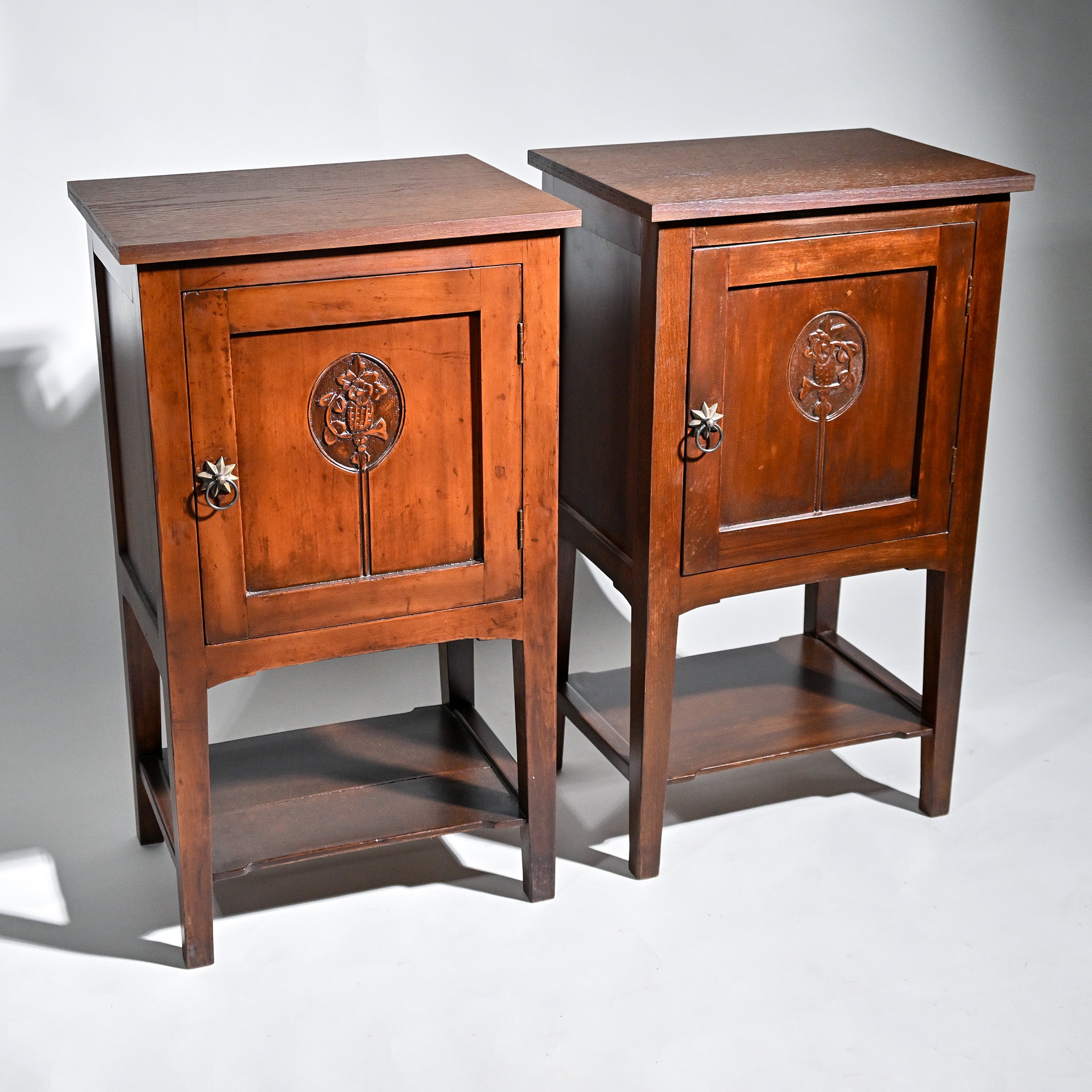 French Oak Bedside Cabinets