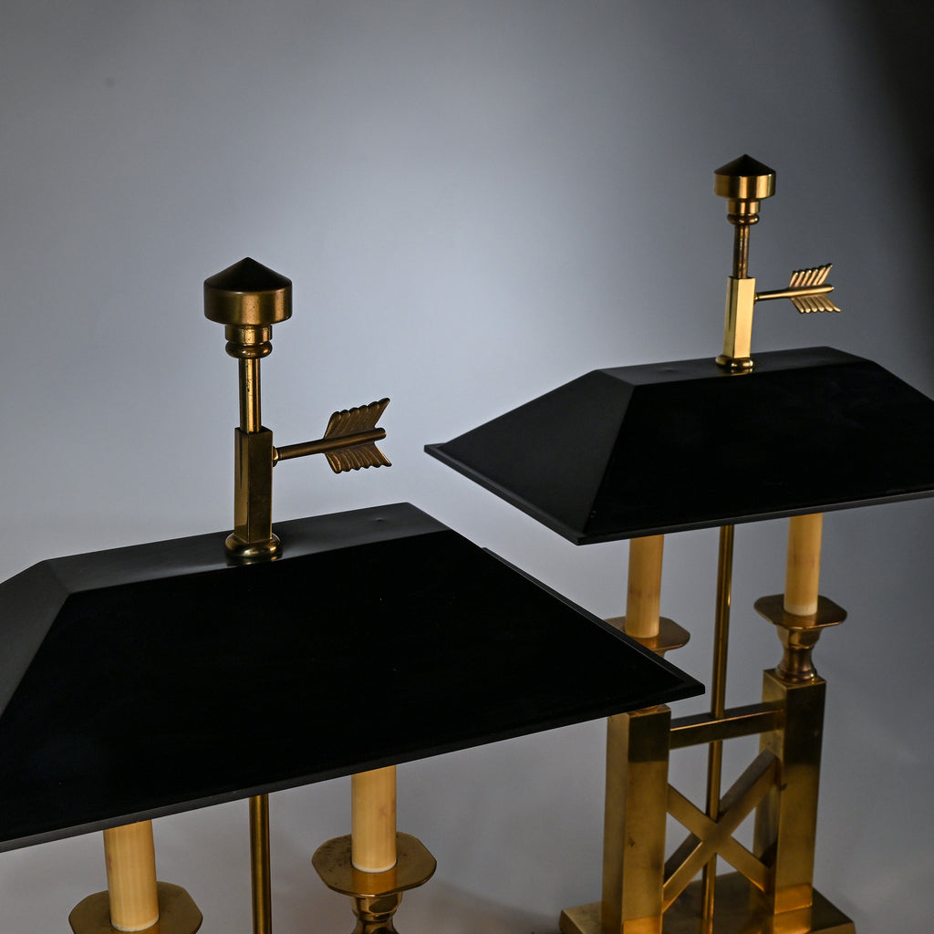 Mid-Century Brass Bouillotte Lamps