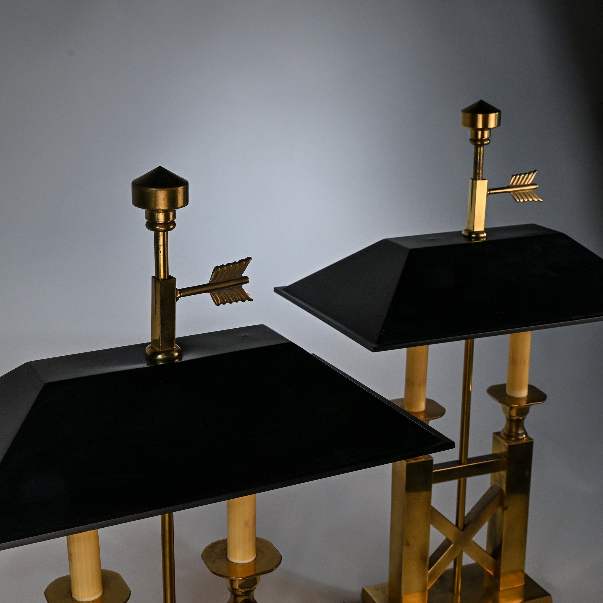 Mid-Century Brass Bouillotte Lamps