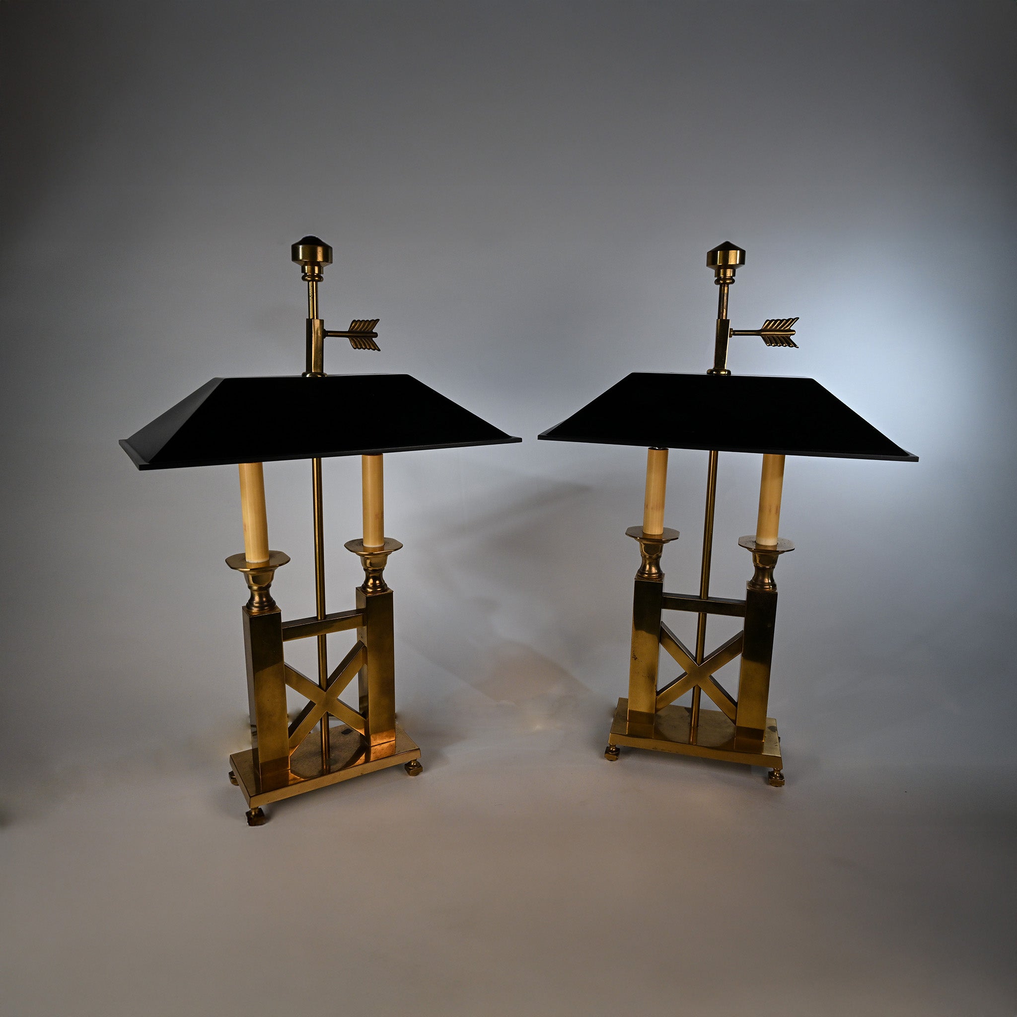 Mid-Century Brass Bouillotte Lamps