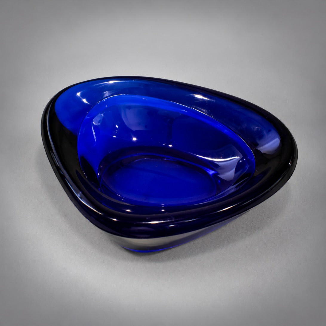 1970s cobalt blue glass ashtray, from above