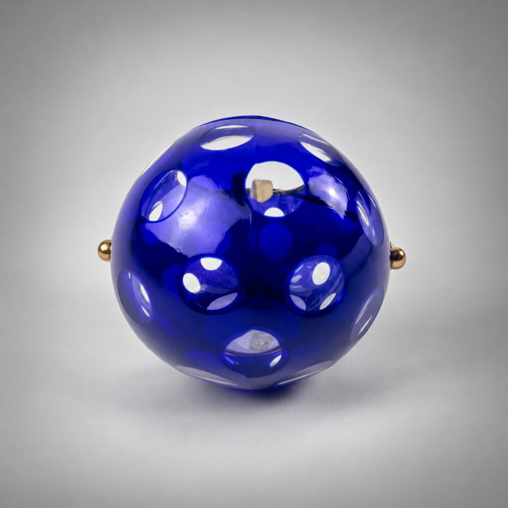 Cobalt glass orb ashtray, back view