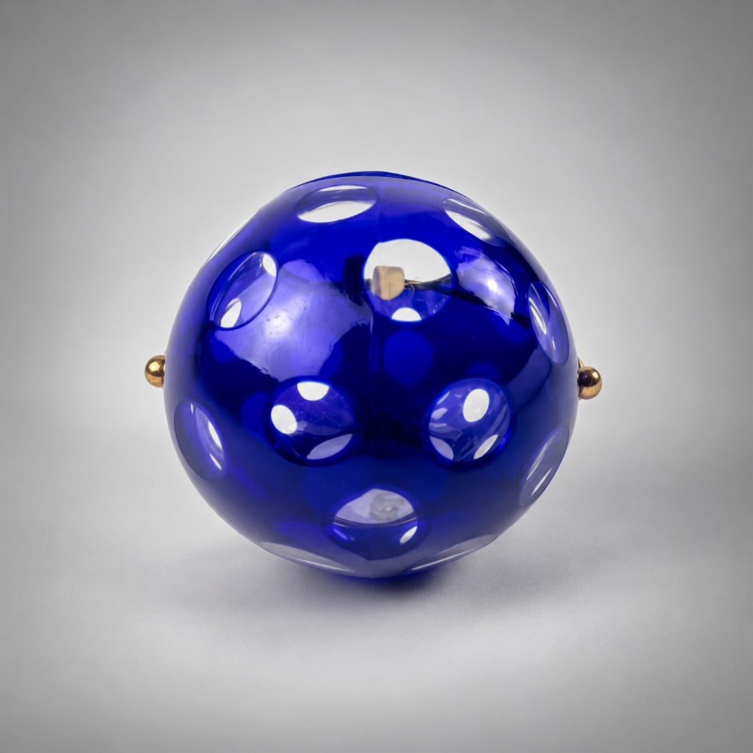 Cobalt glass orb ashtray, back view