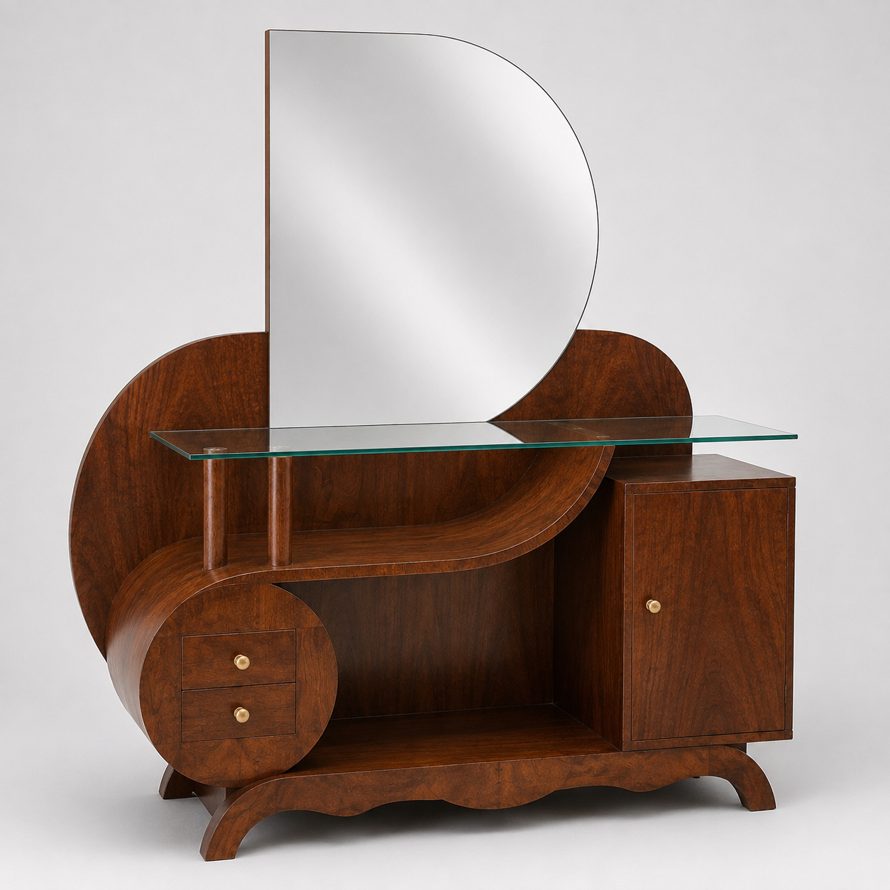 Art Deco Dressing Table with D-Shaped Mirror