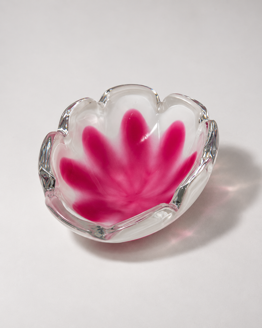 Flygsfors Coquille Art Glass Bowl, Magenta Pink