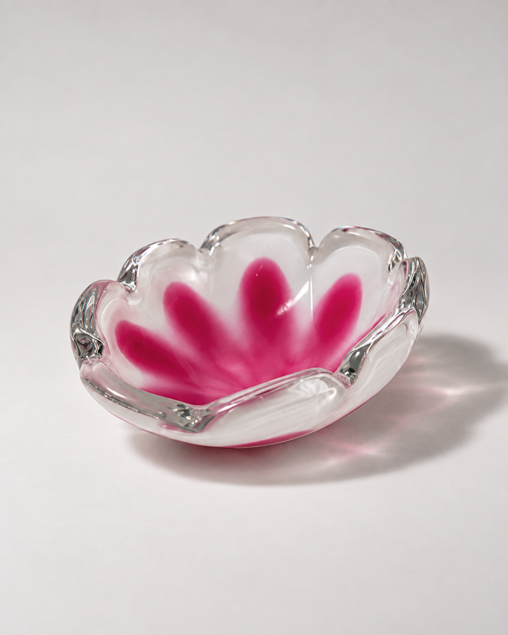 Flygsfors Coquille Art Glass Bowl, Magenta Pink