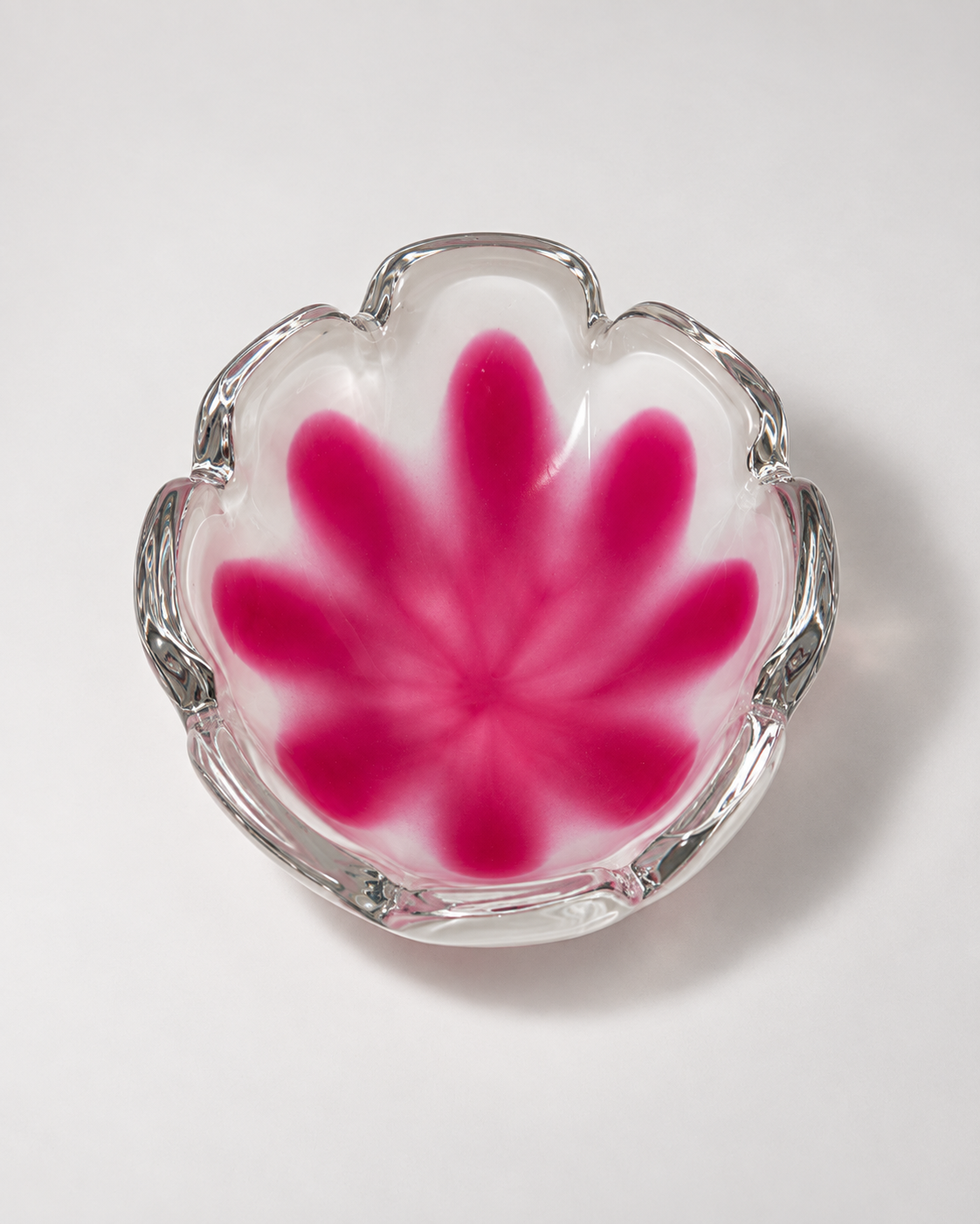 Flygsfors Coquille Art Glass Bowl, Magenta Pink