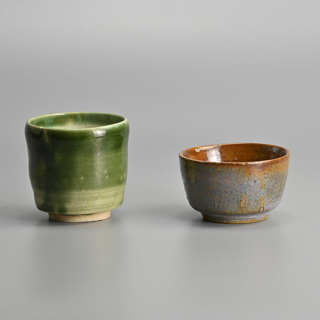 Japanese Glazed Stoneware Tea & Sake Set — Teapot, Sake Pot & Cups, 20th Century (7 Pieces)