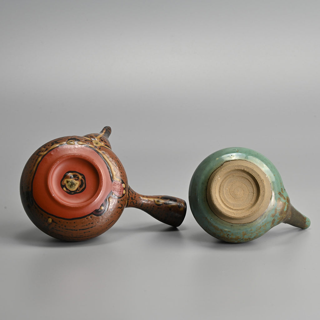 Japanese Glazed Stoneware Tea & Sake Set — Teapot, Sake Pot & Cups, 20th Century (7 Pieces)