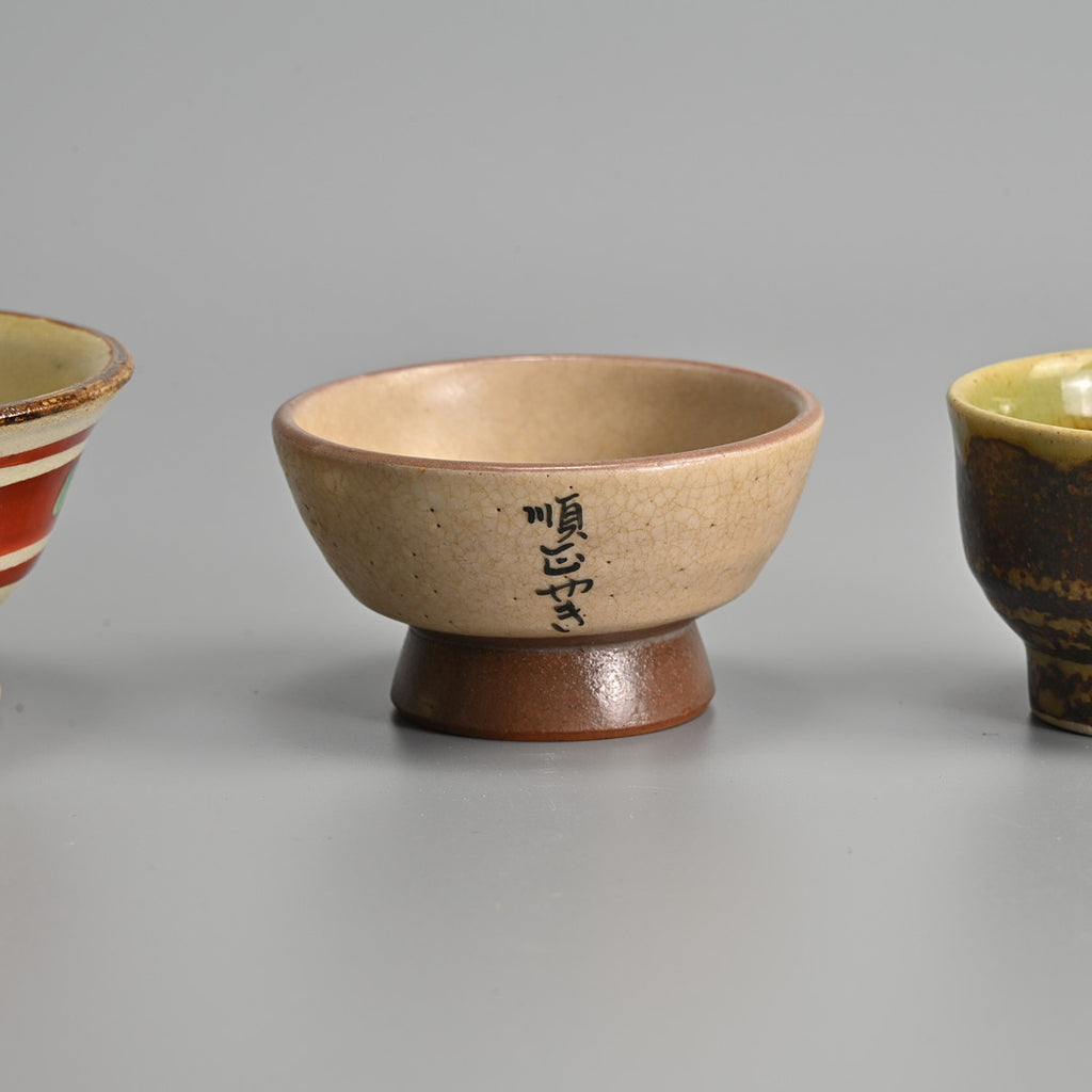 Japanese Glazed Stoneware Tea & Sake Set — Teapot, Sake Pot & Cups, 20th Century (7 Pieces)