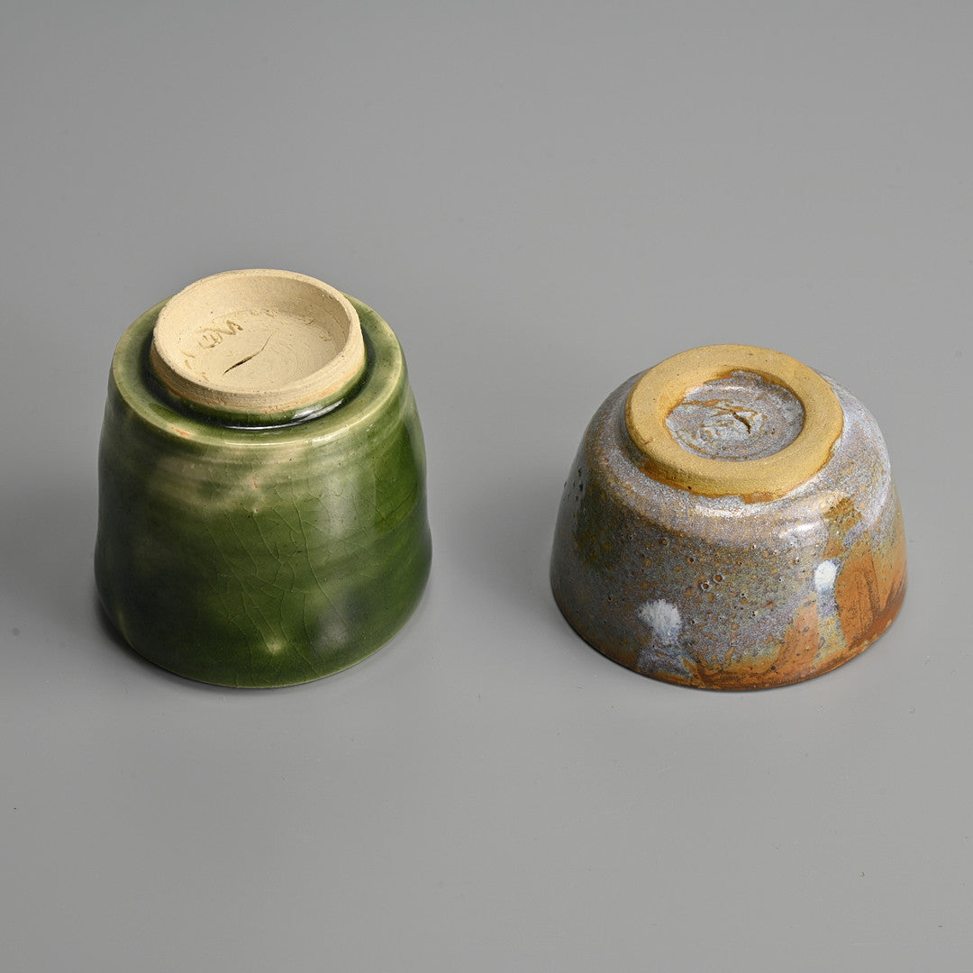 Japanese Glazed Stoneware Tea & Sake Set — Teapot, Sake Pot & Cups, 20th Century (7 Pieces)