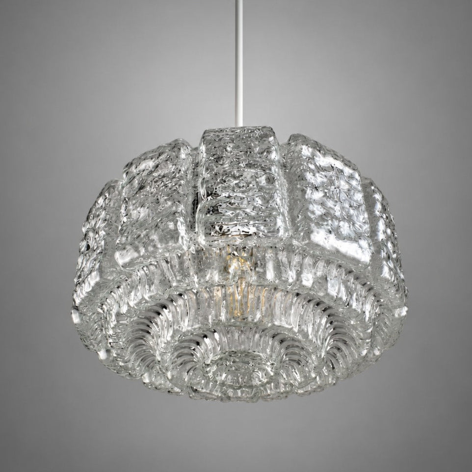 Glashütte Limburg ice glass pendant lamp, side view