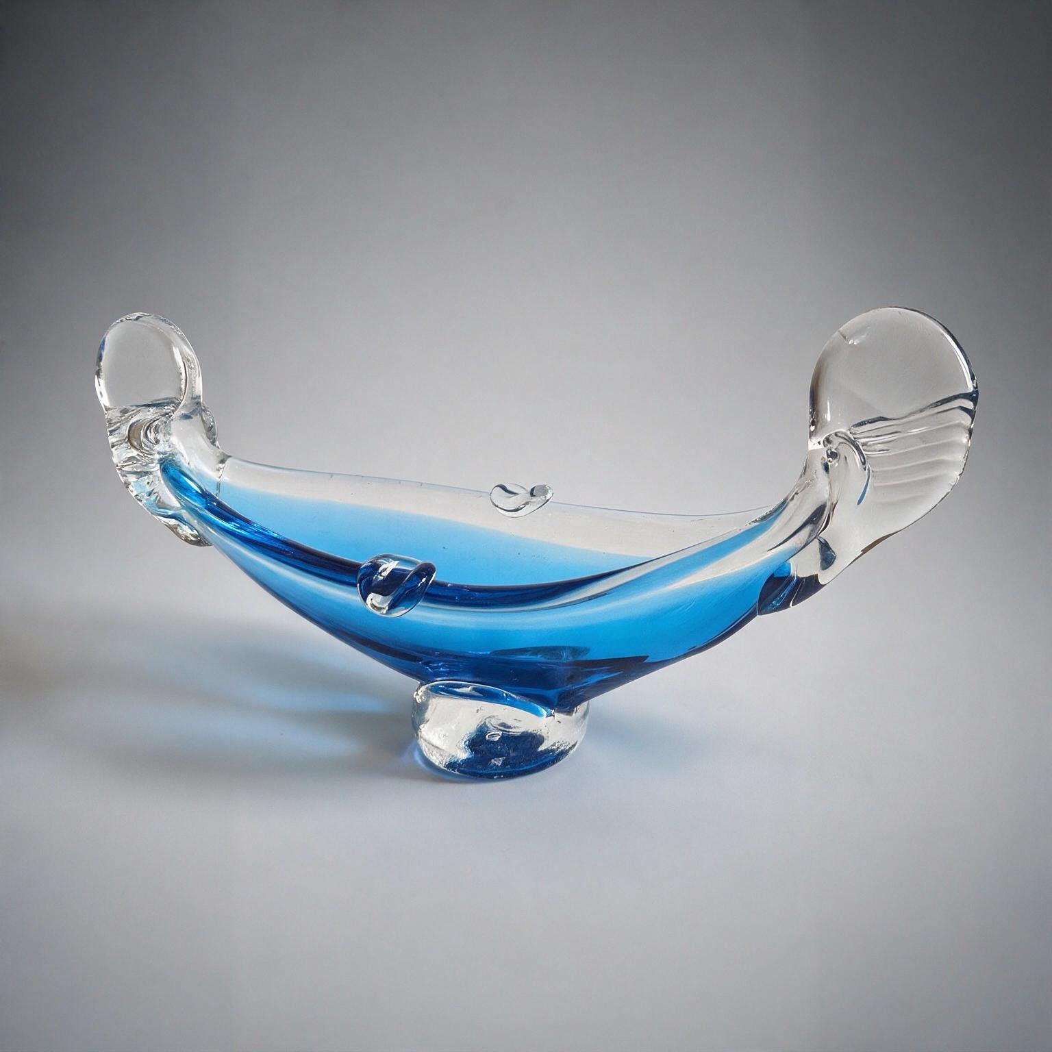 Murano Glass Gondola Bowl – Cobalt & Aqua Blue