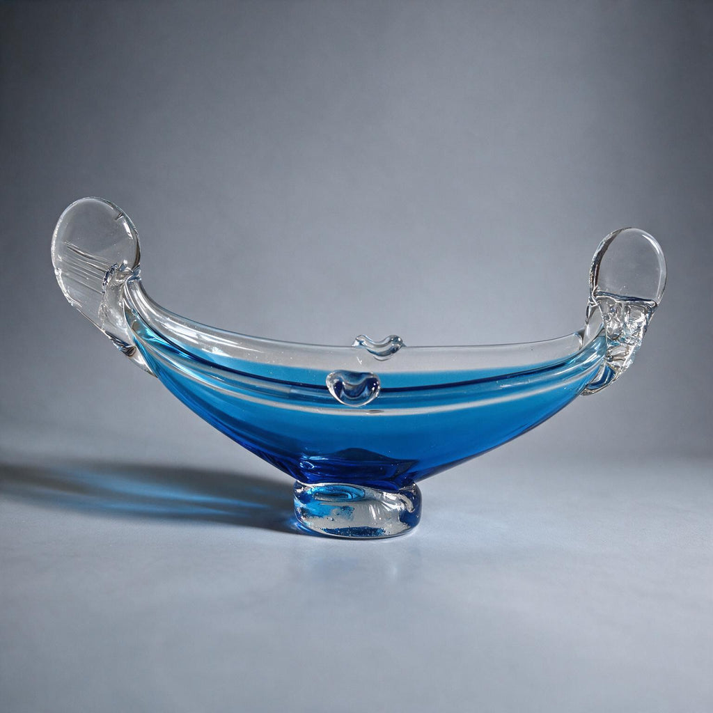 Murano Glass Gondola Bowl – Cobalt & Aqua Blue