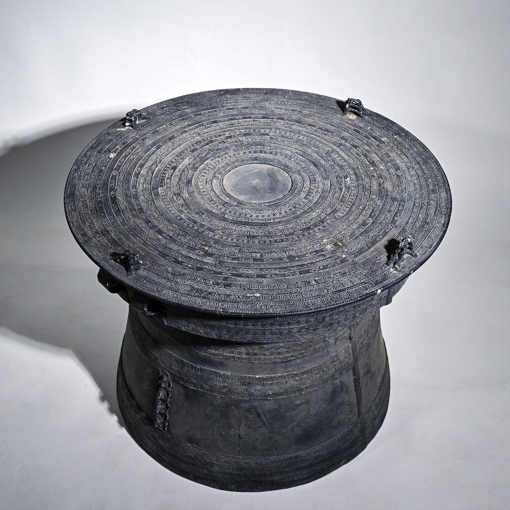 Southeast Asian Bronze Rain Drum Style Side Tables