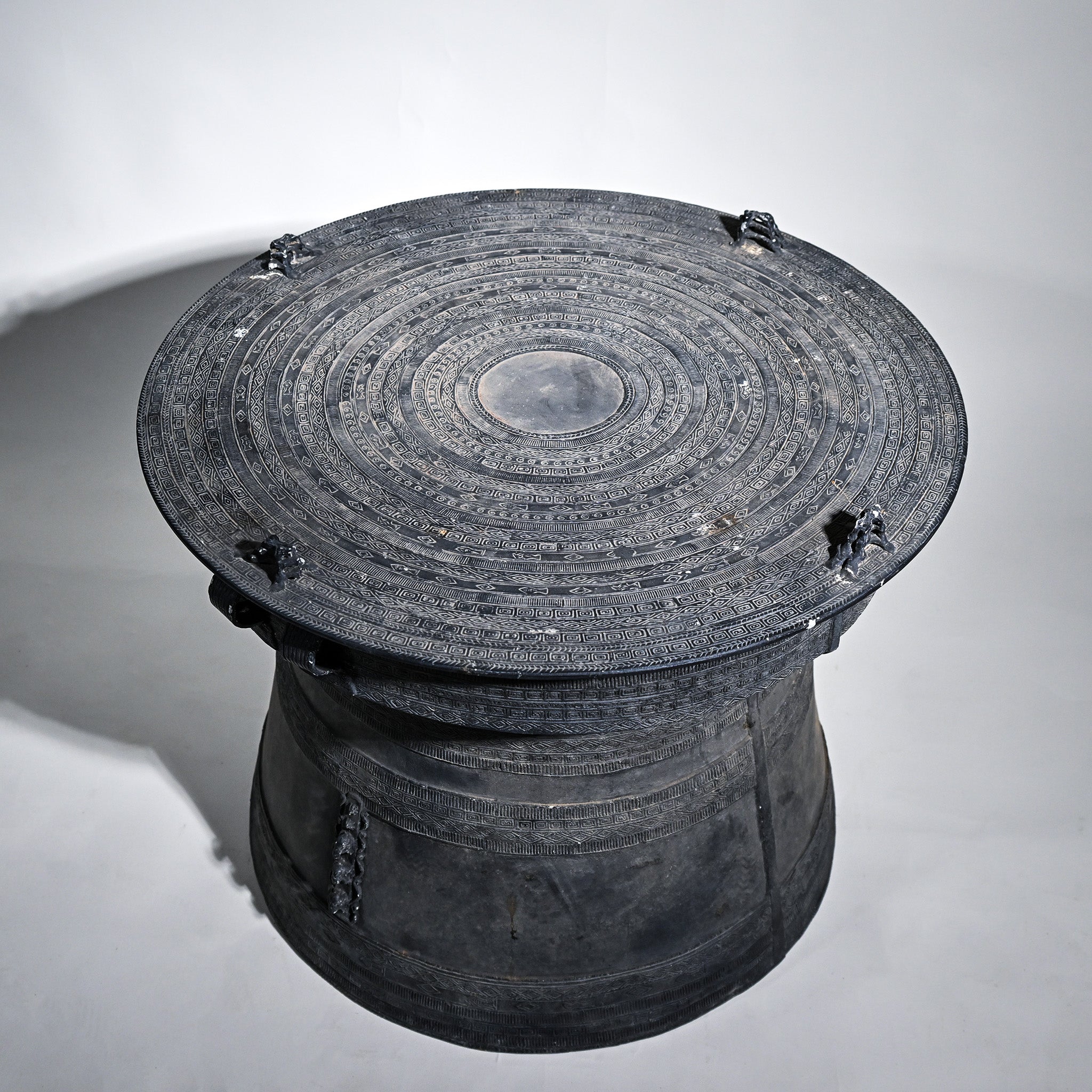Southeast Asian Bronze Rain Drum Style Side Tables