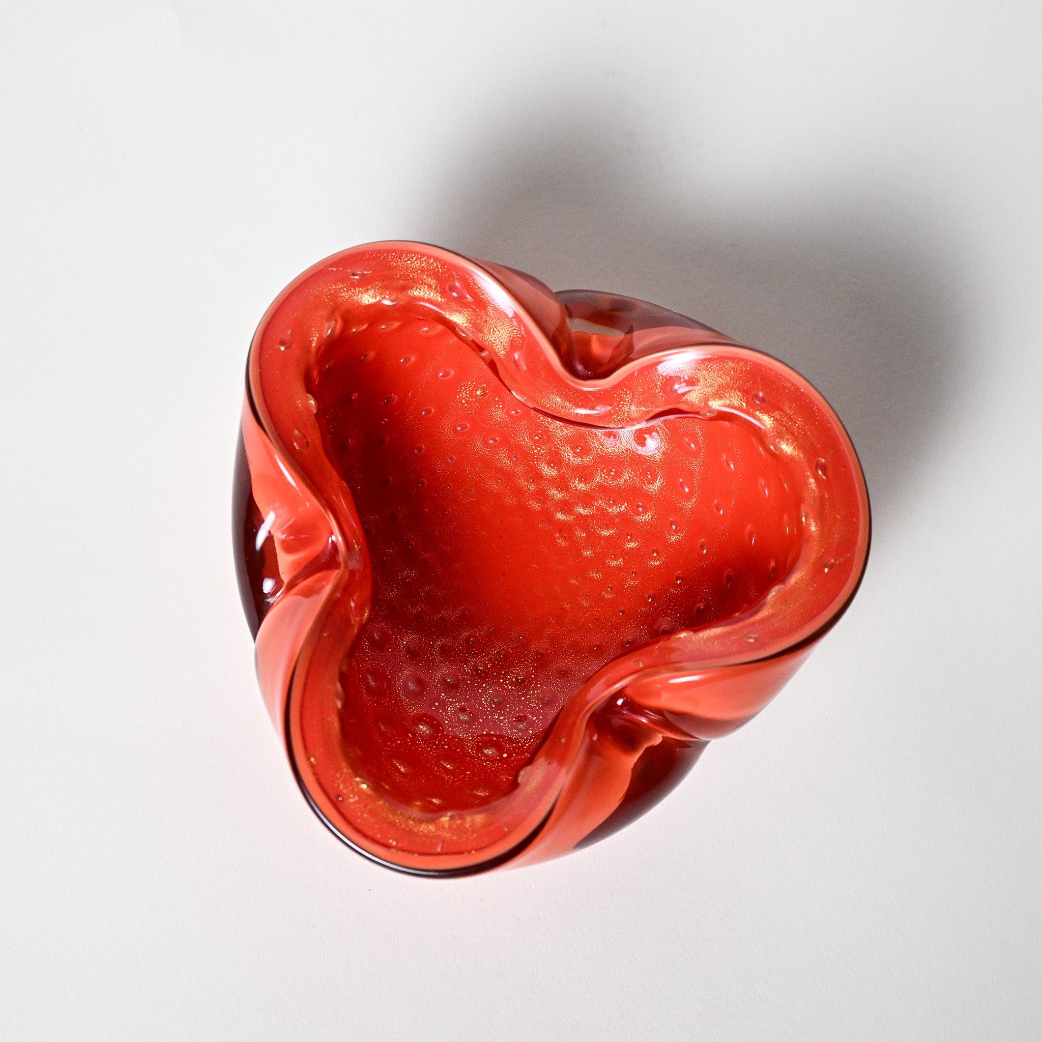 Alfredo Barbini Murano Orange Cased Glass Bowl with Gold Flecks – 1950s