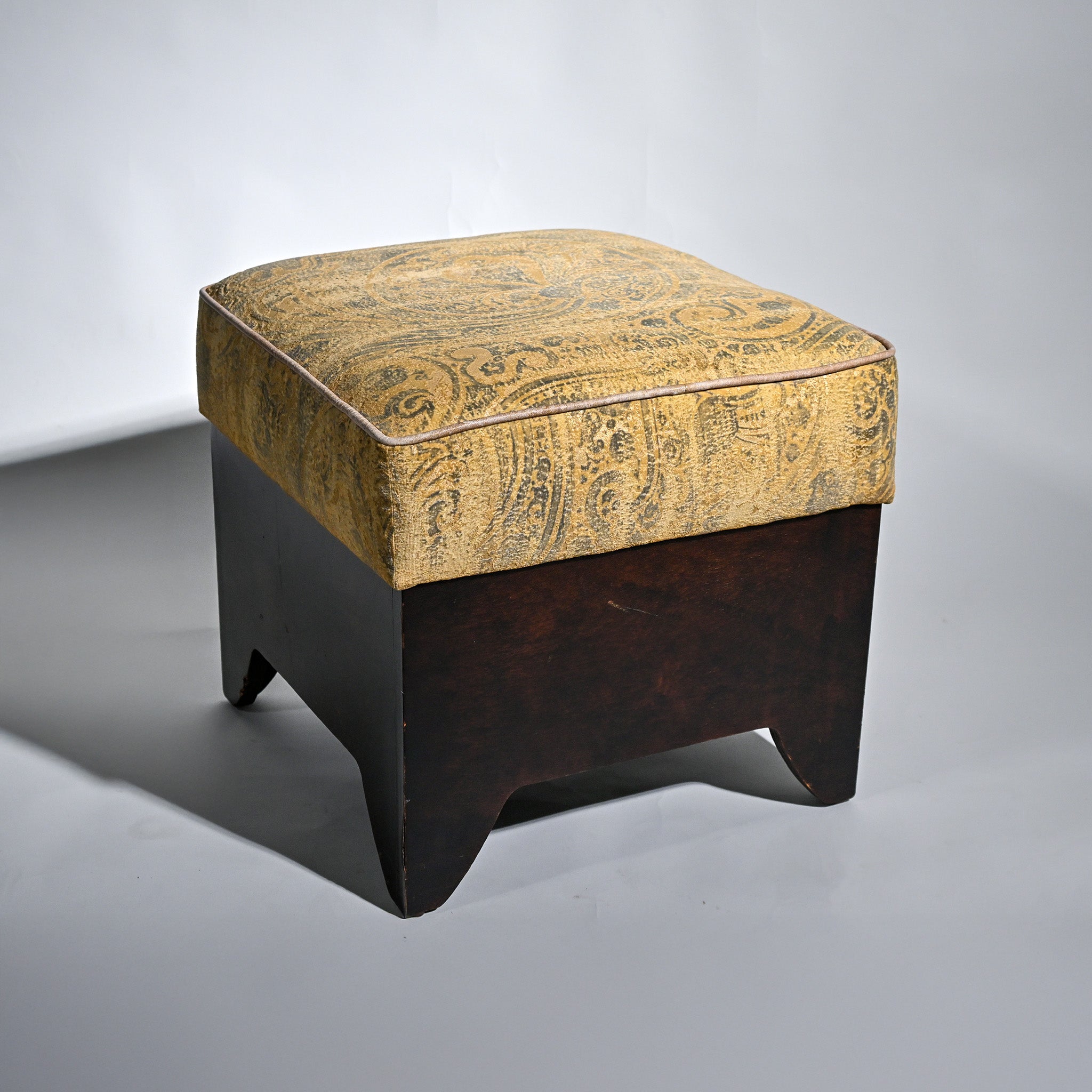 Art Deco Revival Upholstered Ottomans – Custom-Made with Antique Velvet