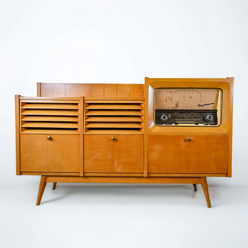 Retro Radiogram Console Mid-Century Radiogram Cabinet: Radio, Record Player & Reel Tape System ...