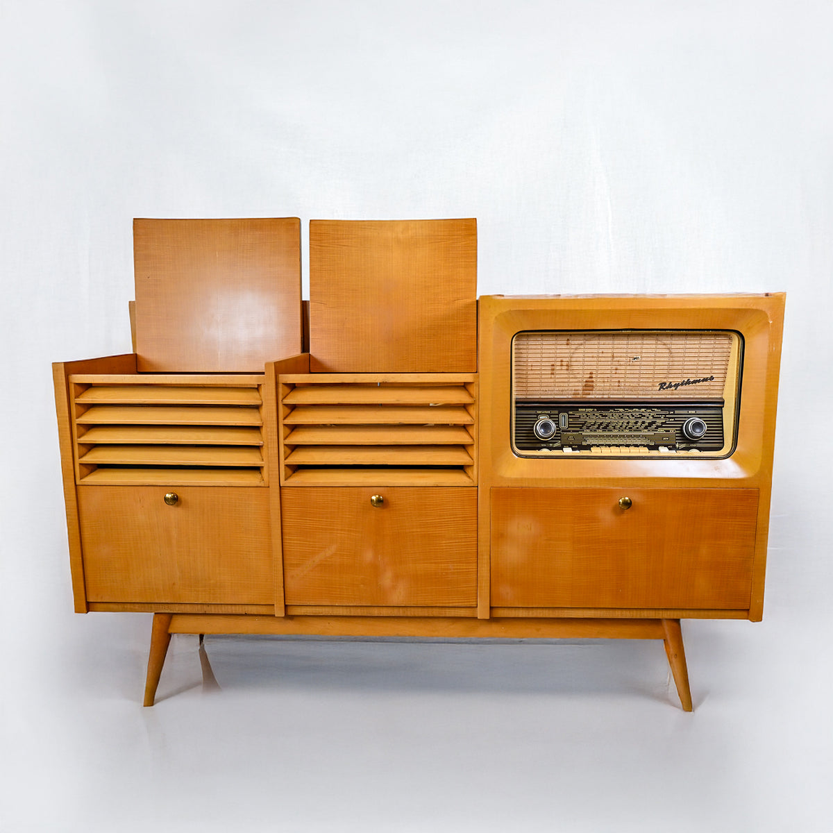 Retro Radiogram Console Mid-Century Radiogram Cabinet: Radio, Record Player & Reel Tape System ...