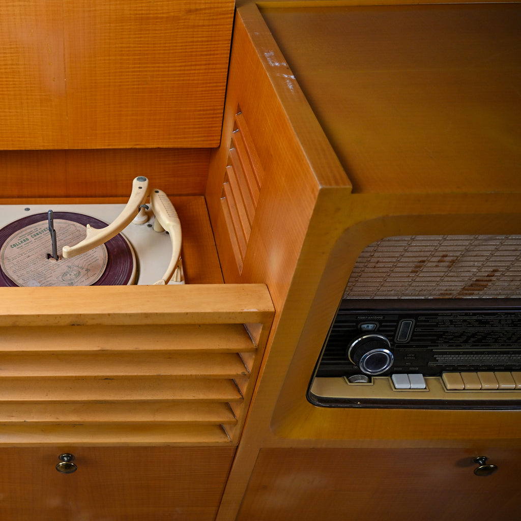 Retro Radiogram Console Mid-Century Radiogram Cabinet: Radio, Record Player & Reel Tape System ...