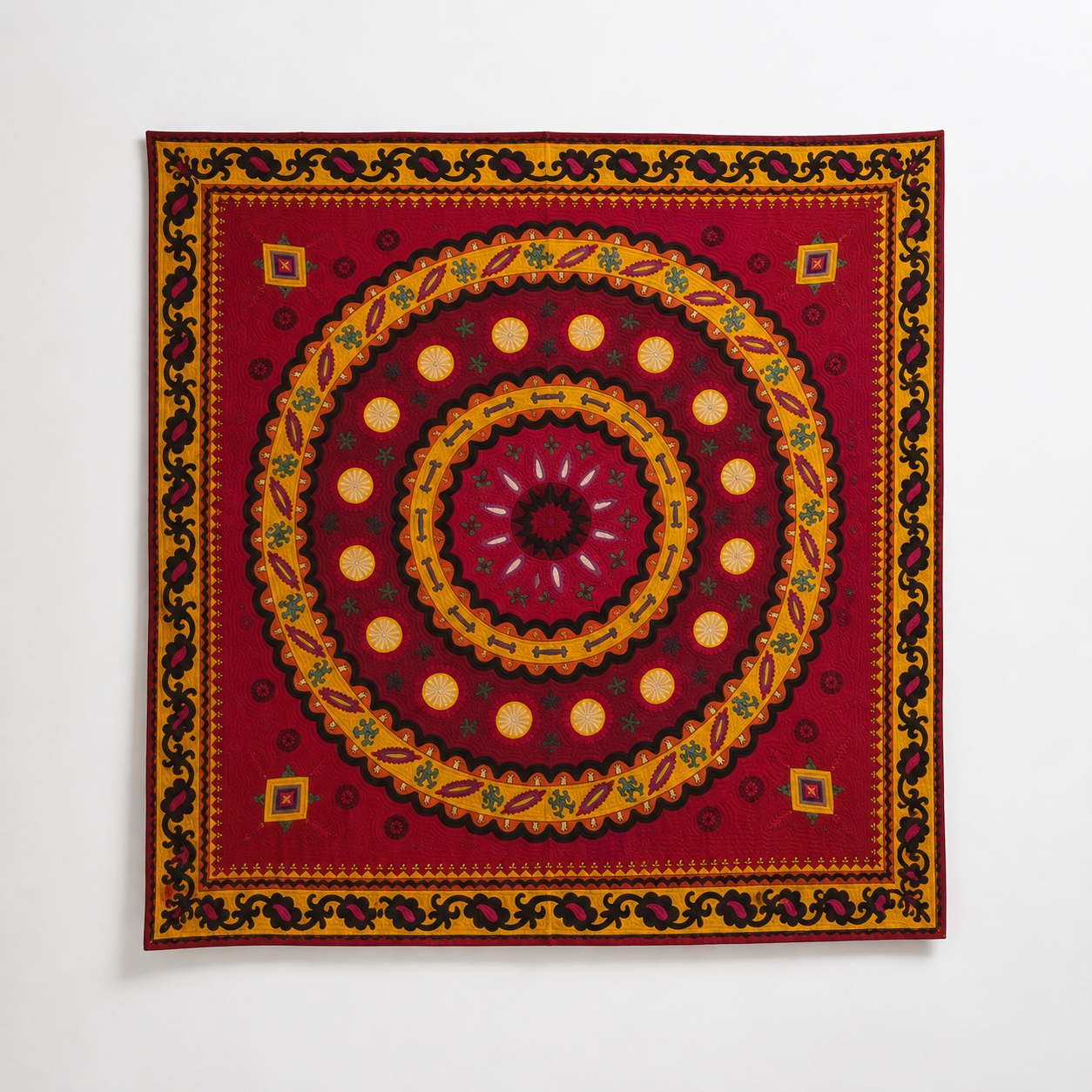 Vintage Hand-Embroidered Suzani Textile Wall Hanging