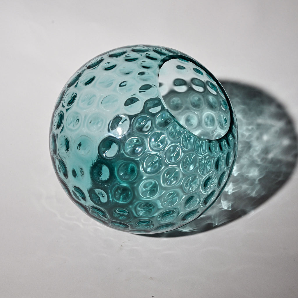Vintage Borské Sklo Turquoise Optic Lens Globe Vase