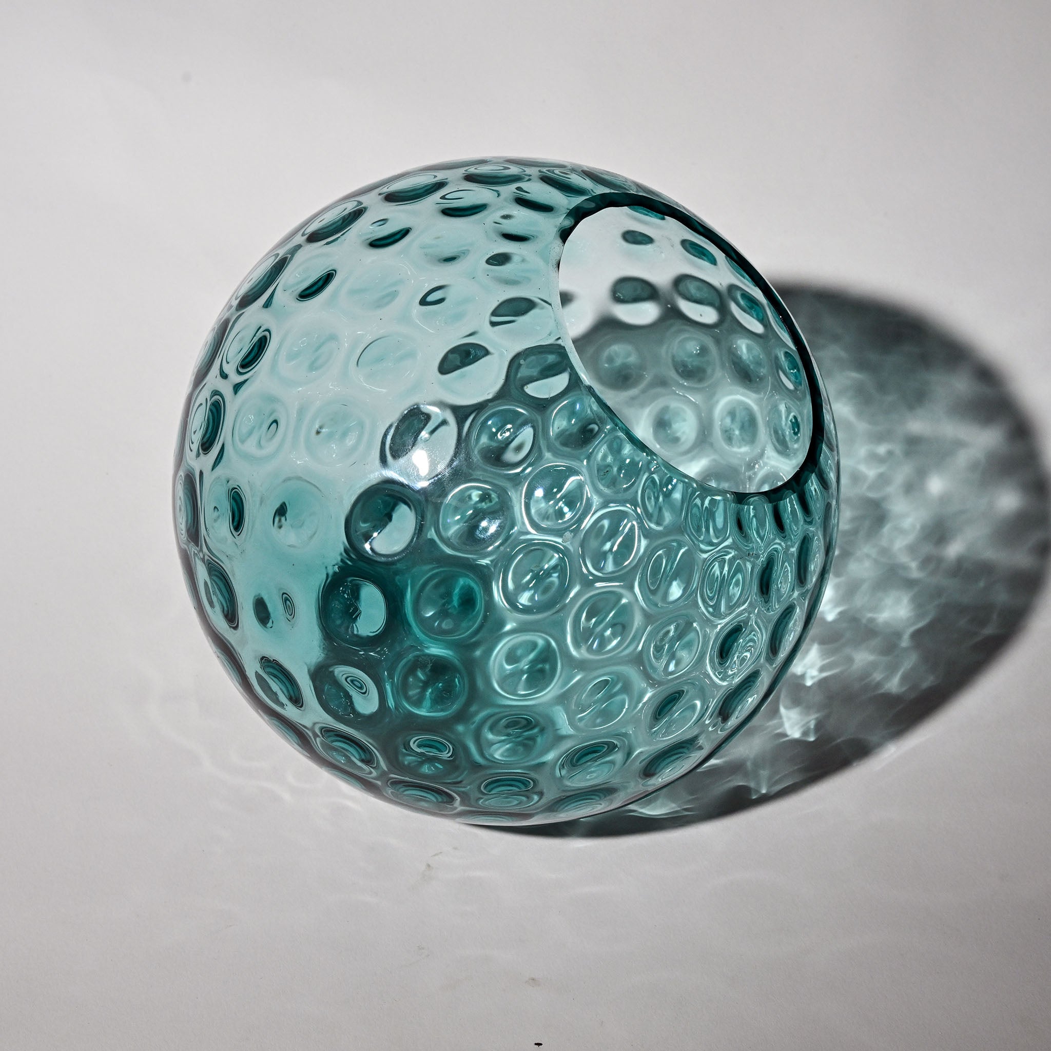 Vintage Borské Sklo Turquoise Optic Lens Globe Vase