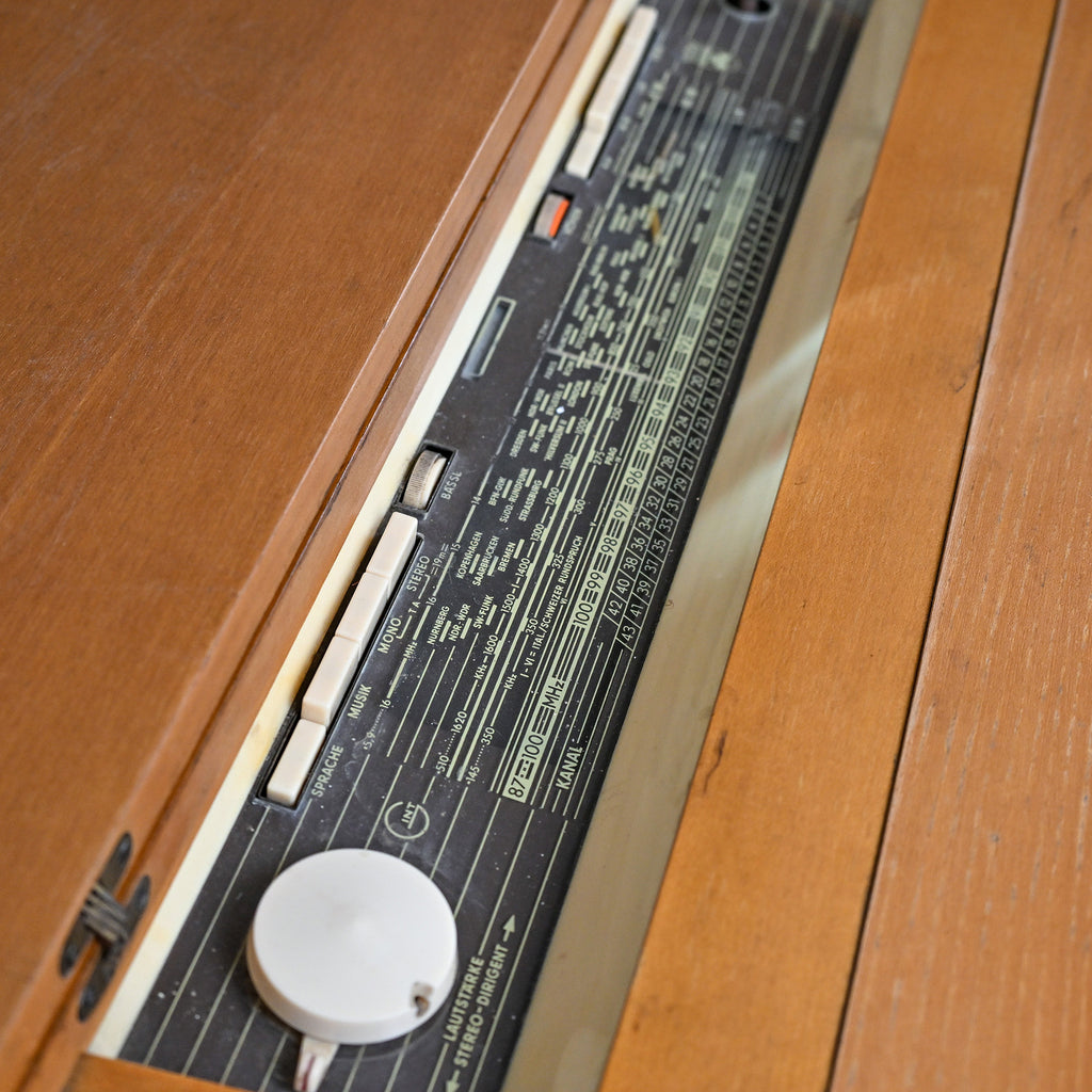Rare Grundig Walnut Stereo Console with Integrated TV & Radio