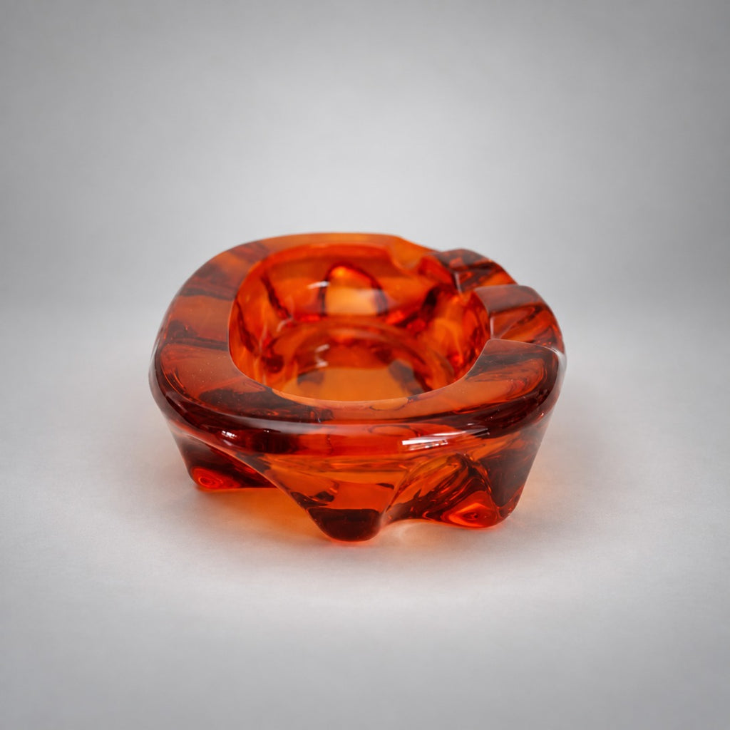 Viking Glass Persimmon cigar ashtray, end view