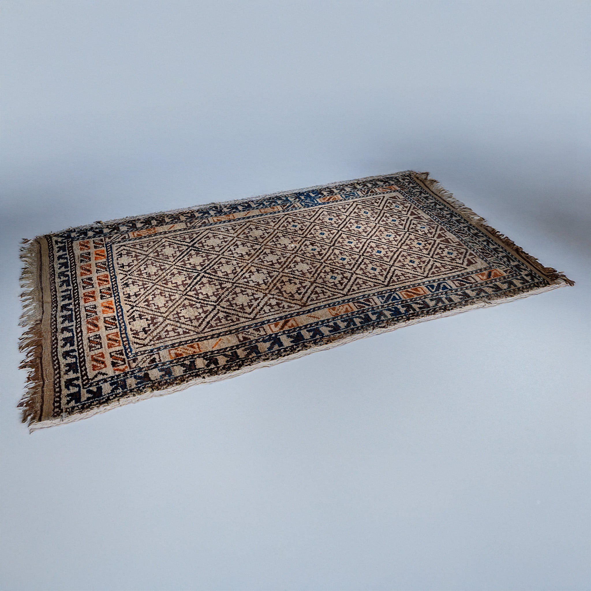 Vintage Tribal Wool Rug – Mid-Century Handwoven Geometric Carpet